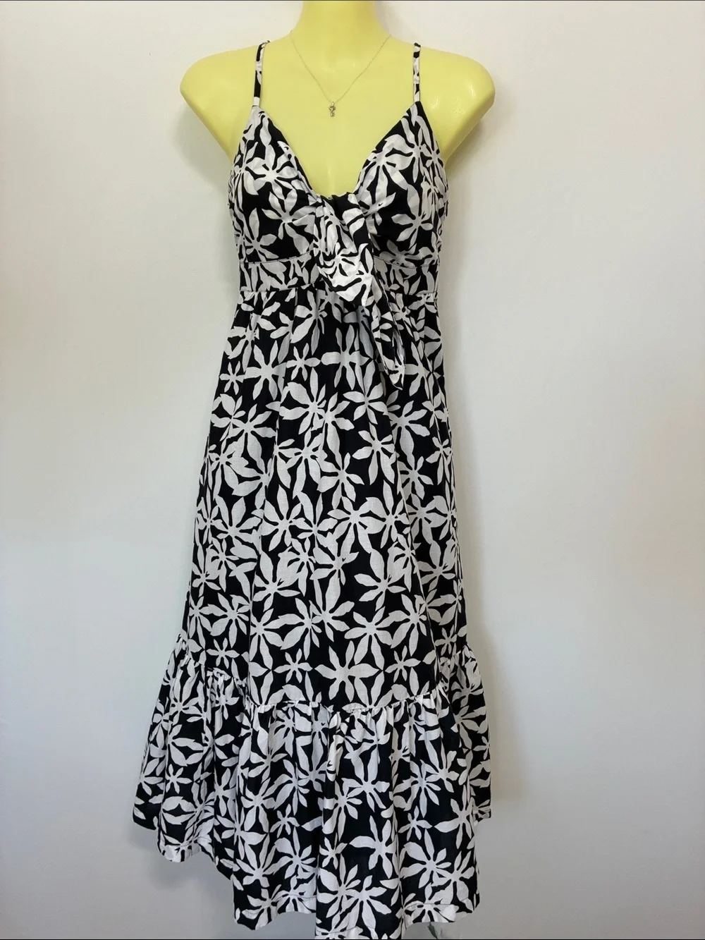 J. Crew Black & White Floral Tie-Front Maxi Dress Nwot Size 4